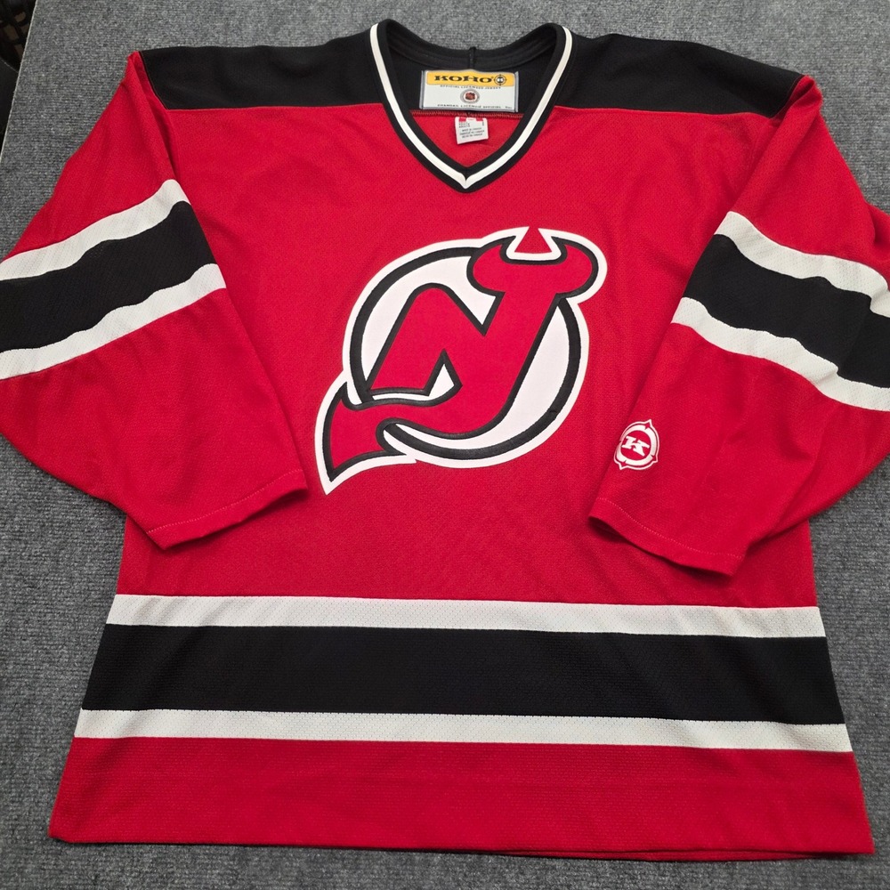 New Jersey Devils NHL Koho Hockey Jersey Red Black White Mens Large L Vintage